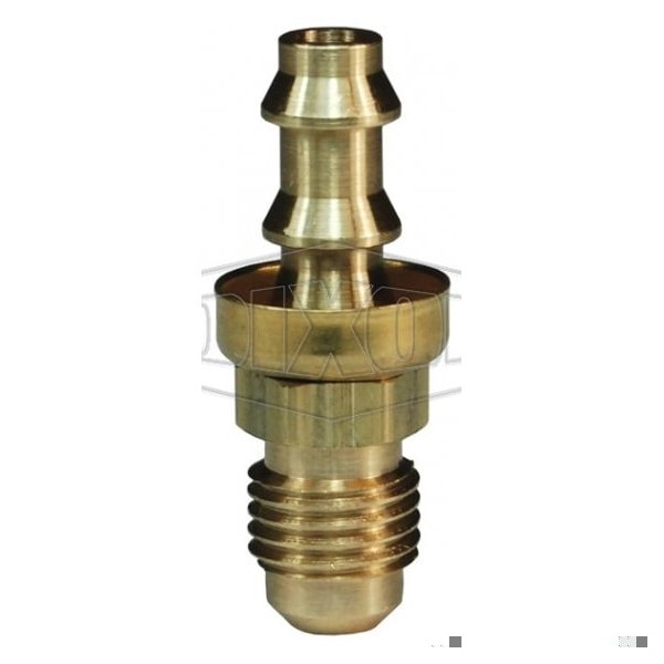 Hose Barb Fitting with Brass Cap, 45Deg Male SAE Swivel x Push-On Hose Barb End Style, Brass
